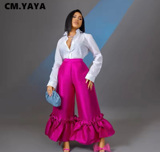 FUSCHIA FLARE DRESS PANTS