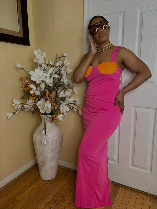 Pink & Orange Maxi Dress