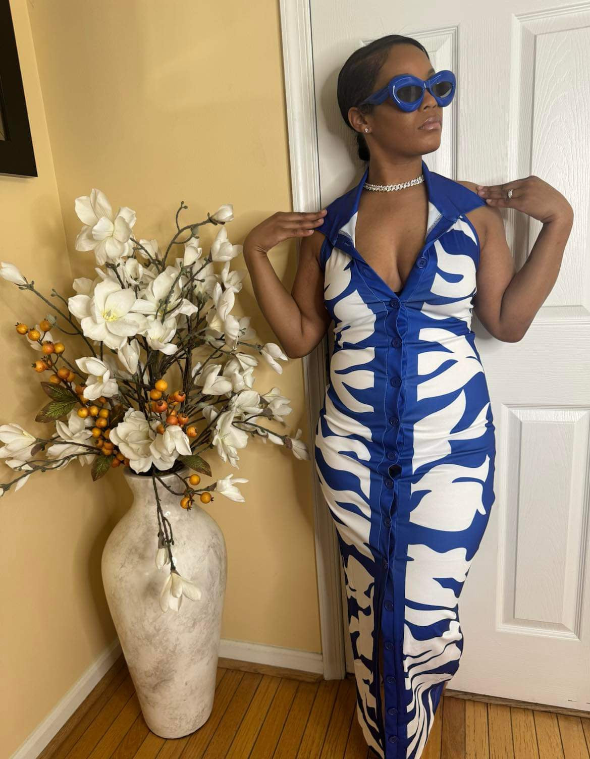 Blue & White Maxi Dress