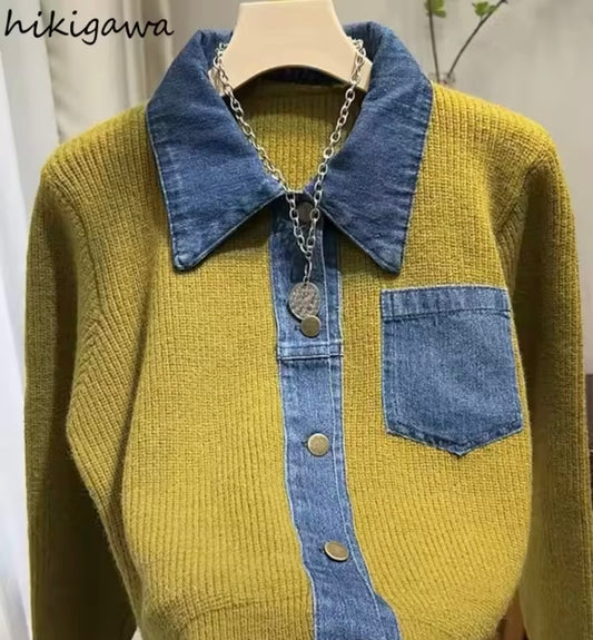 Sweater w/jean detail