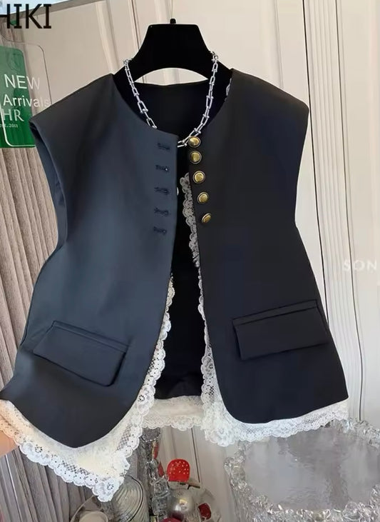 Black / White Lace Vest