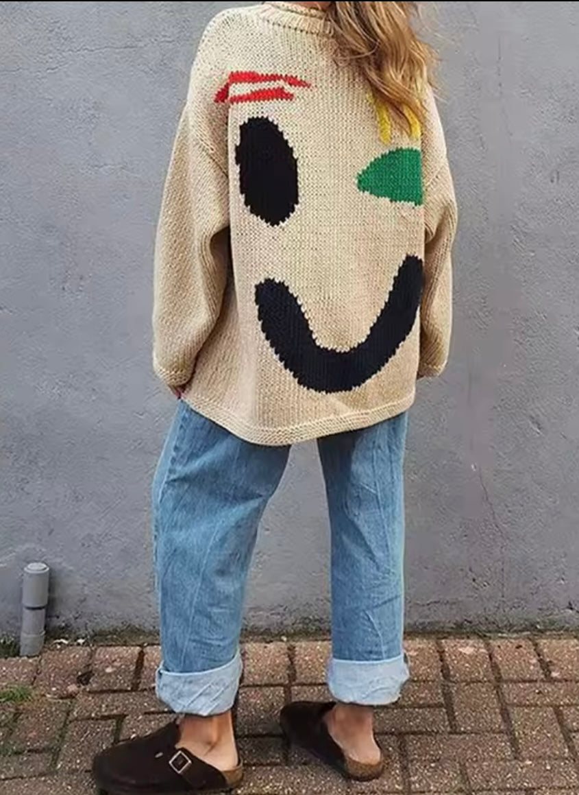 TAN SMILE SWEATER