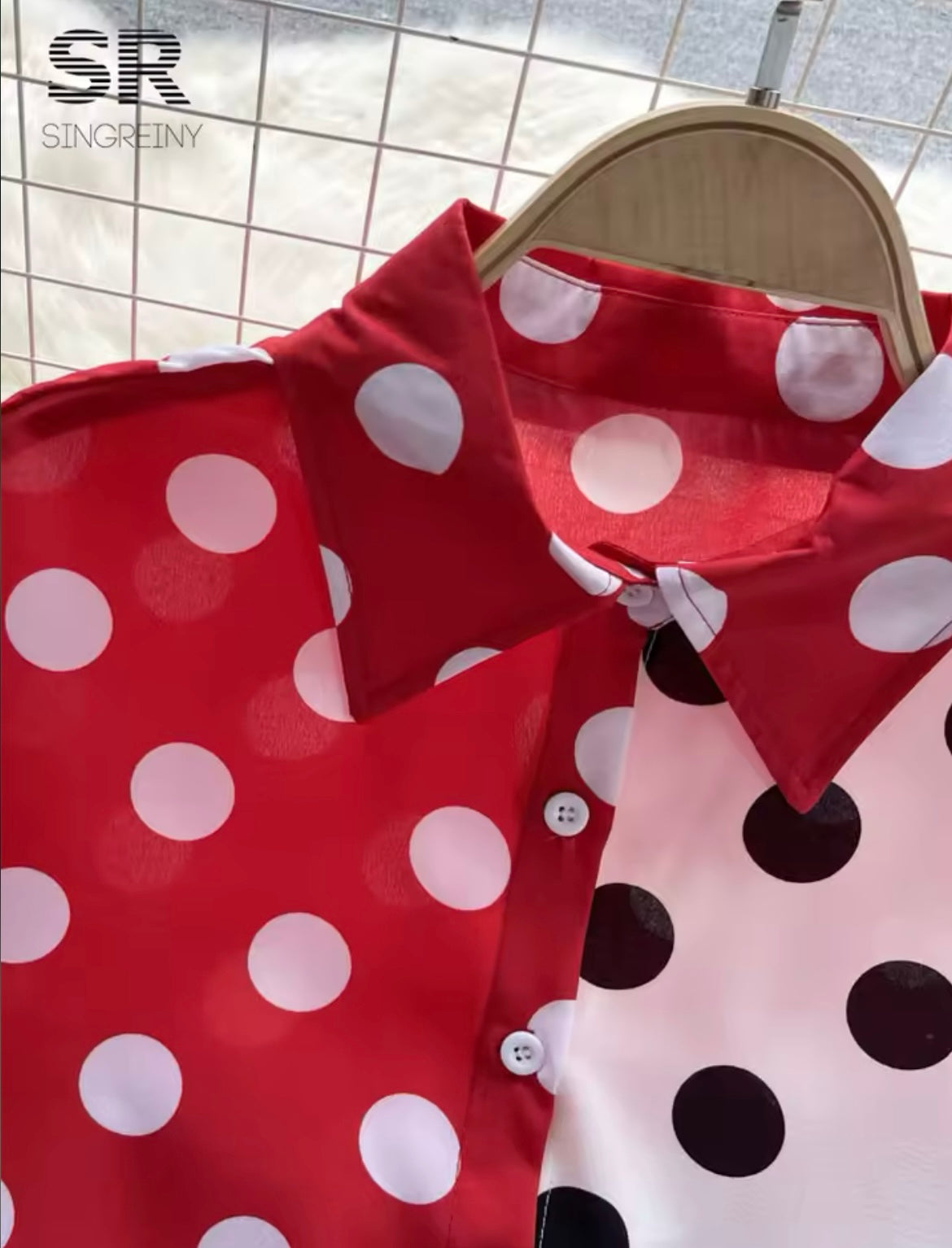 RED WHITE & BLACK POLKA DOT BLOUSE