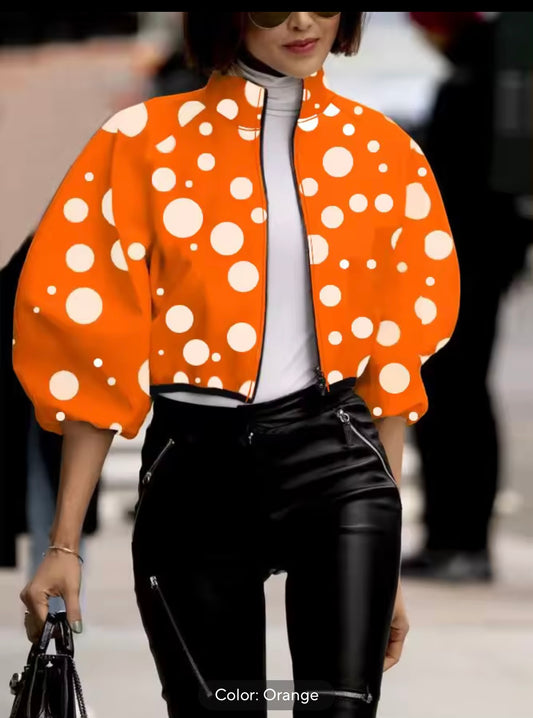 ORANGE WHITE POLKA DOTS