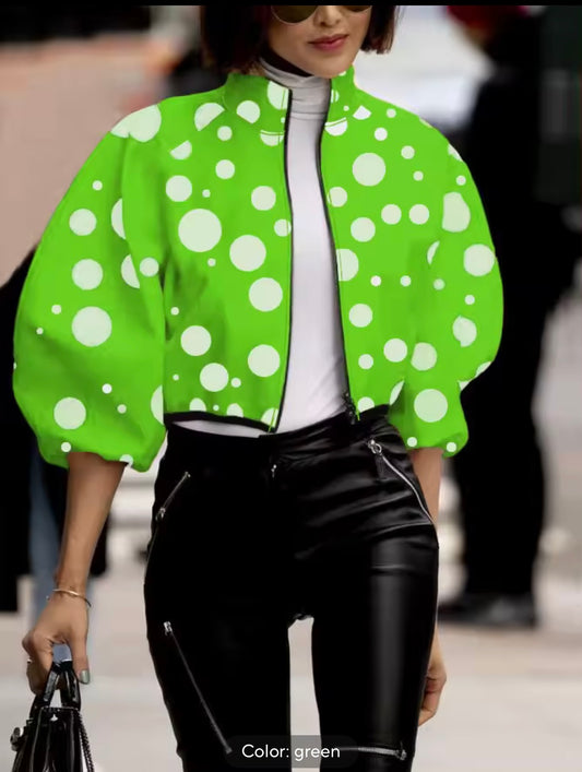 GREEN & WHITE POLKA DOTS JACKET